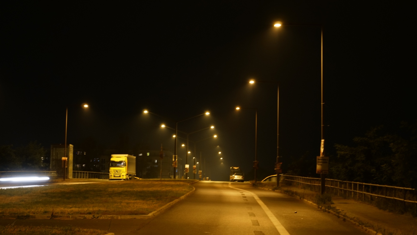 Wasserstadtbrücke bei Nacht